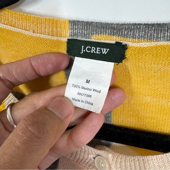 J.Crew Abstract Print Merino Wool Multicolor Cardigan Sweater Size Medium - Picture 5 of 13